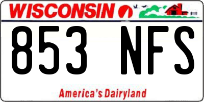 WI license plate 853NFS