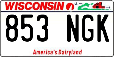 WI license plate 853NGK