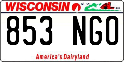 WI license plate 853NGO