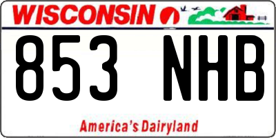 WI license plate 853NHB