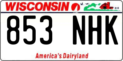 WI license plate 853NHK
