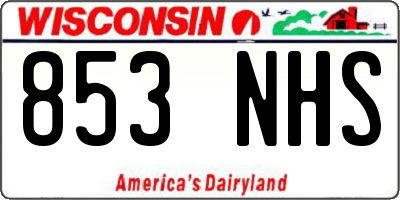 WI license plate 853NHS
