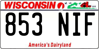 WI license plate 853NIF