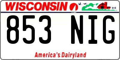 WI license plate 853NIG
