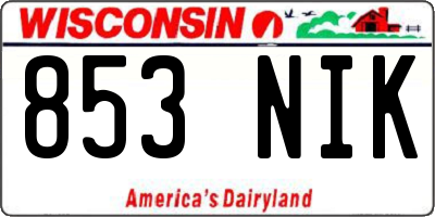 WI license plate 853NIK