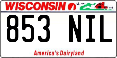 WI license plate 853NIL