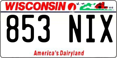 WI license plate 853NIX