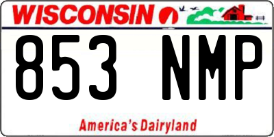 WI license plate 853NMP