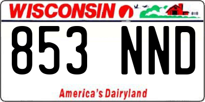 WI license plate 853NND