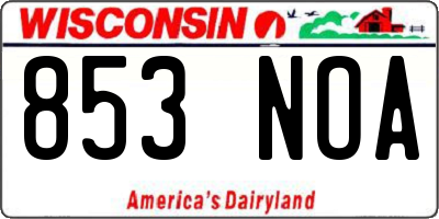 WI license plate 853NOA