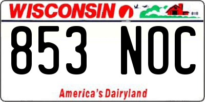 WI license plate 853NOC