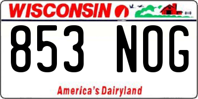 WI license plate 853NOG