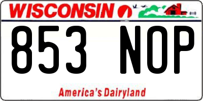 WI license plate 853NOP