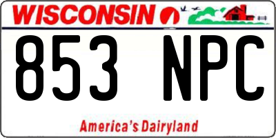 WI license plate 853NPC