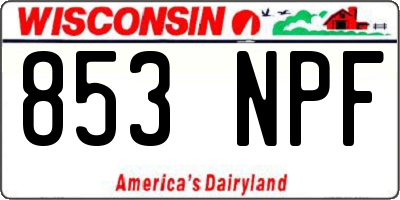 WI license plate 853NPF