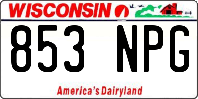 WI license plate 853NPG