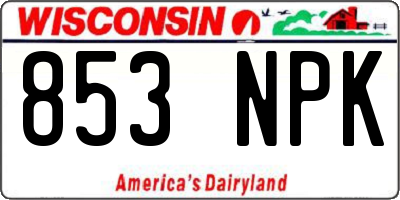 WI license plate 853NPK
