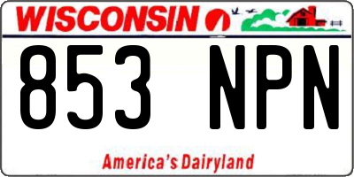 WI license plate 853NPN