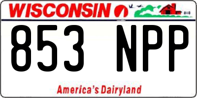WI license plate 853NPP