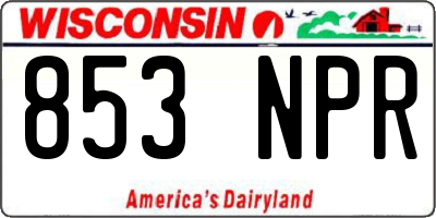 WI license plate 853NPR
