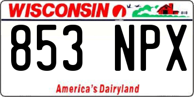 WI license plate 853NPX