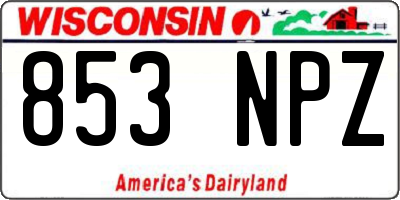 WI license plate 853NPZ