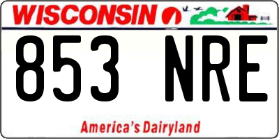 WI license plate 853NRE