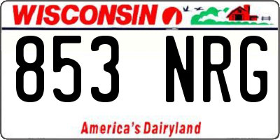 WI license plate 853NRG