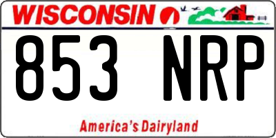 WI license plate 853NRP