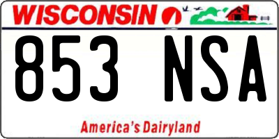WI license plate 853NSA