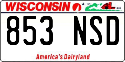 WI license plate 853NSD