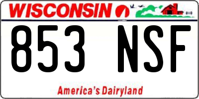 WI license plate 853NSF