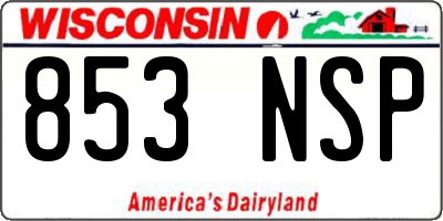 WI license plate 853NSP