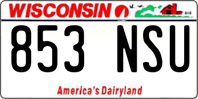 WI license plate 853NSU