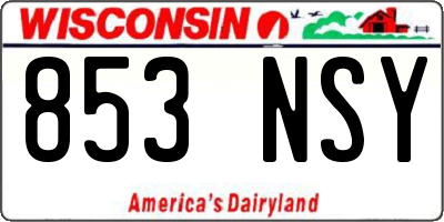 WI license plate 853NSY