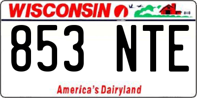 WI license plate 853NTE