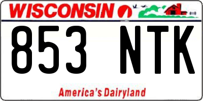 WI license plate 853NTK