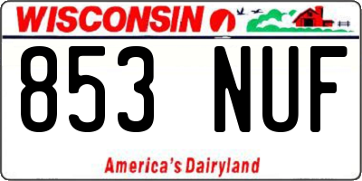 WI license plate 853NUF