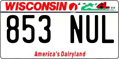 WI license plate 853NUL