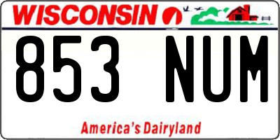 WI license plate 853NUM