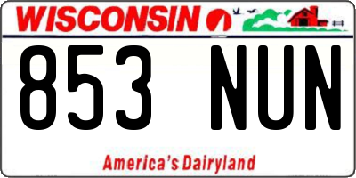 WI license plate 853NUN