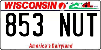 WI license plate 853NUT