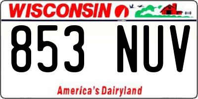 WI license plate 853NUV