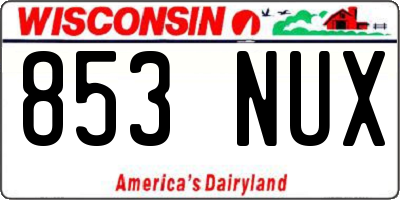 WI license plate 853NUX