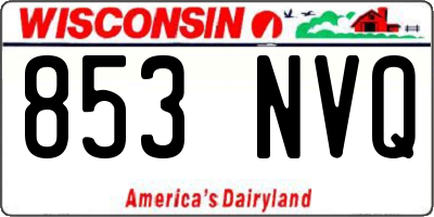 WI license plate 853NVQ