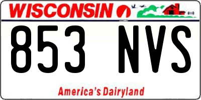 WI license plate 853NVS
