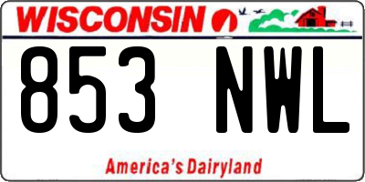 WI license plate 853NWL