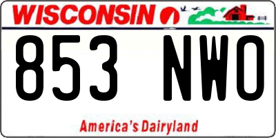 WI license plate 853NWO