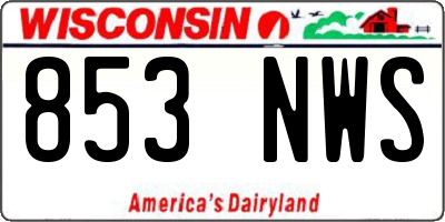 WI license plate 853NWS