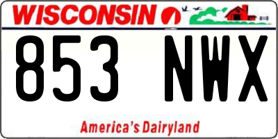 WI license plate 853NWX